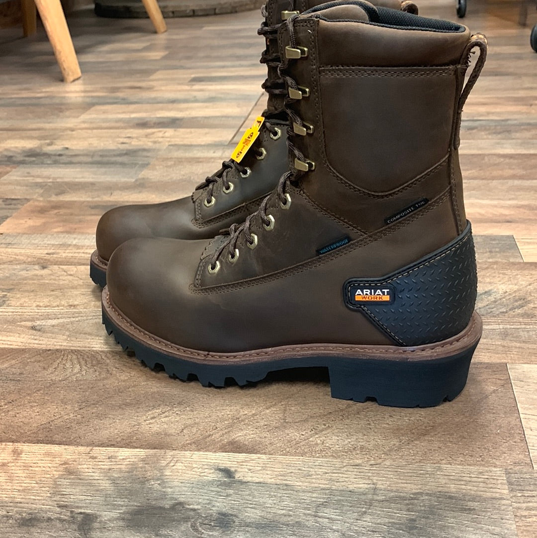 ARIAT MEN'S POWERLINE H20 8" LACE-UP WORK BOOTS - COMPOSITE TOE