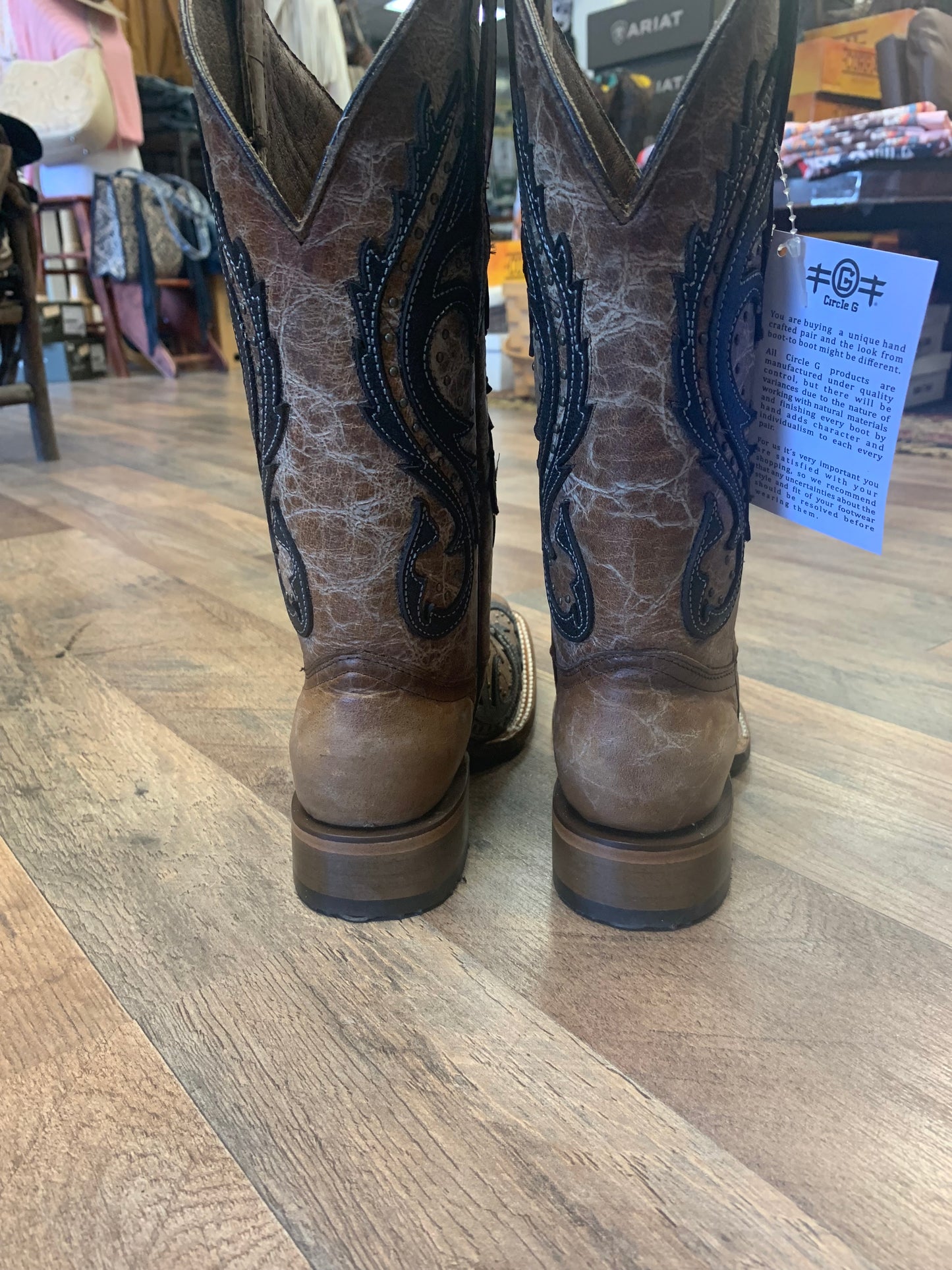 Corral Western Boots Overlay Embroidery Brown L2052
