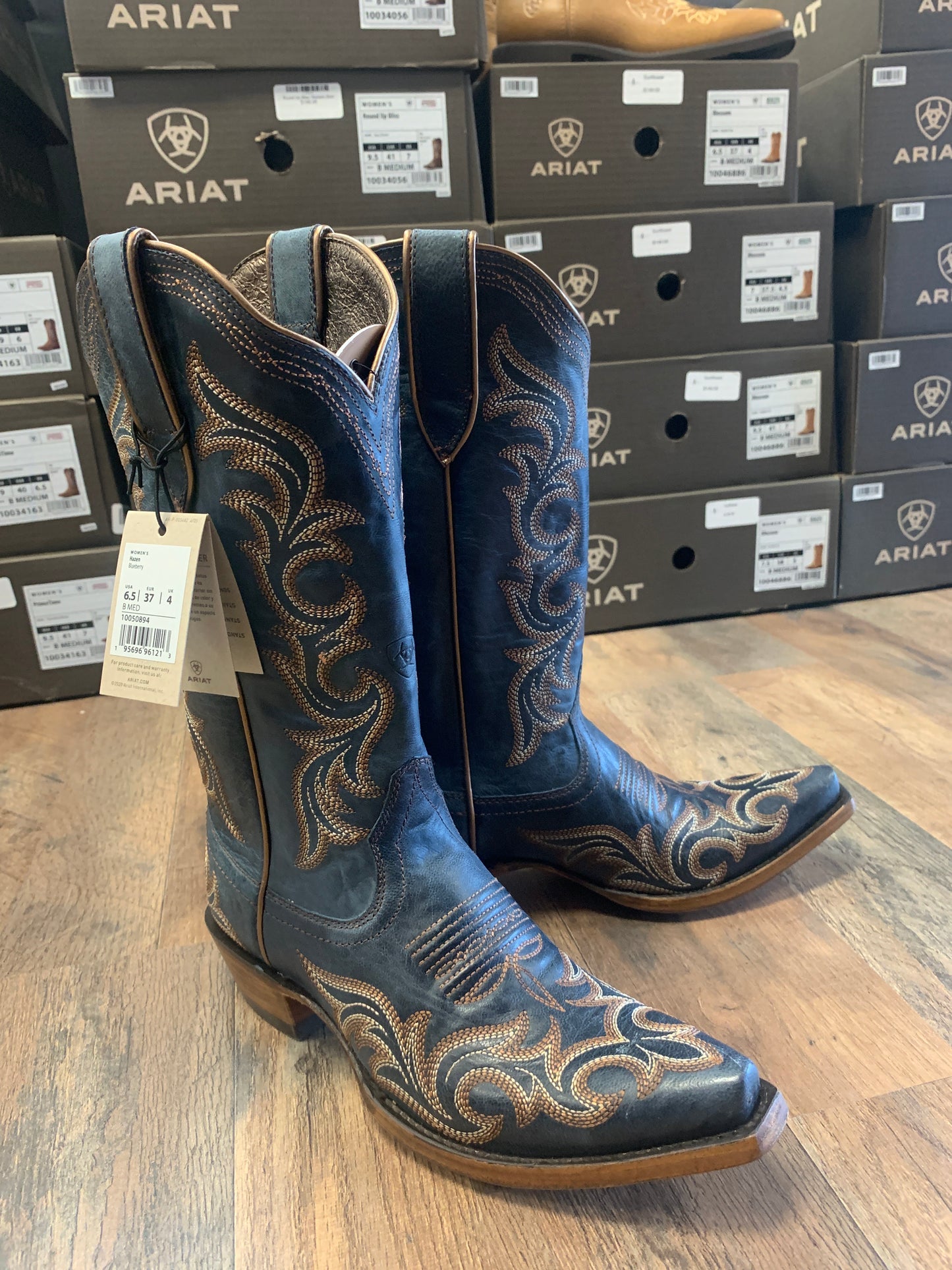 ARIAT WOMEN'S HAZEN BLUE WESTERN BOOTS - SNIP TOE