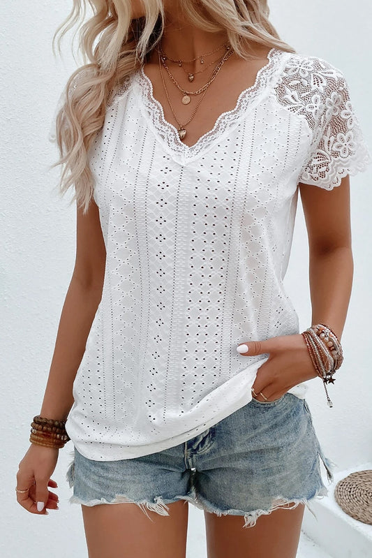 White Eyelet Tee