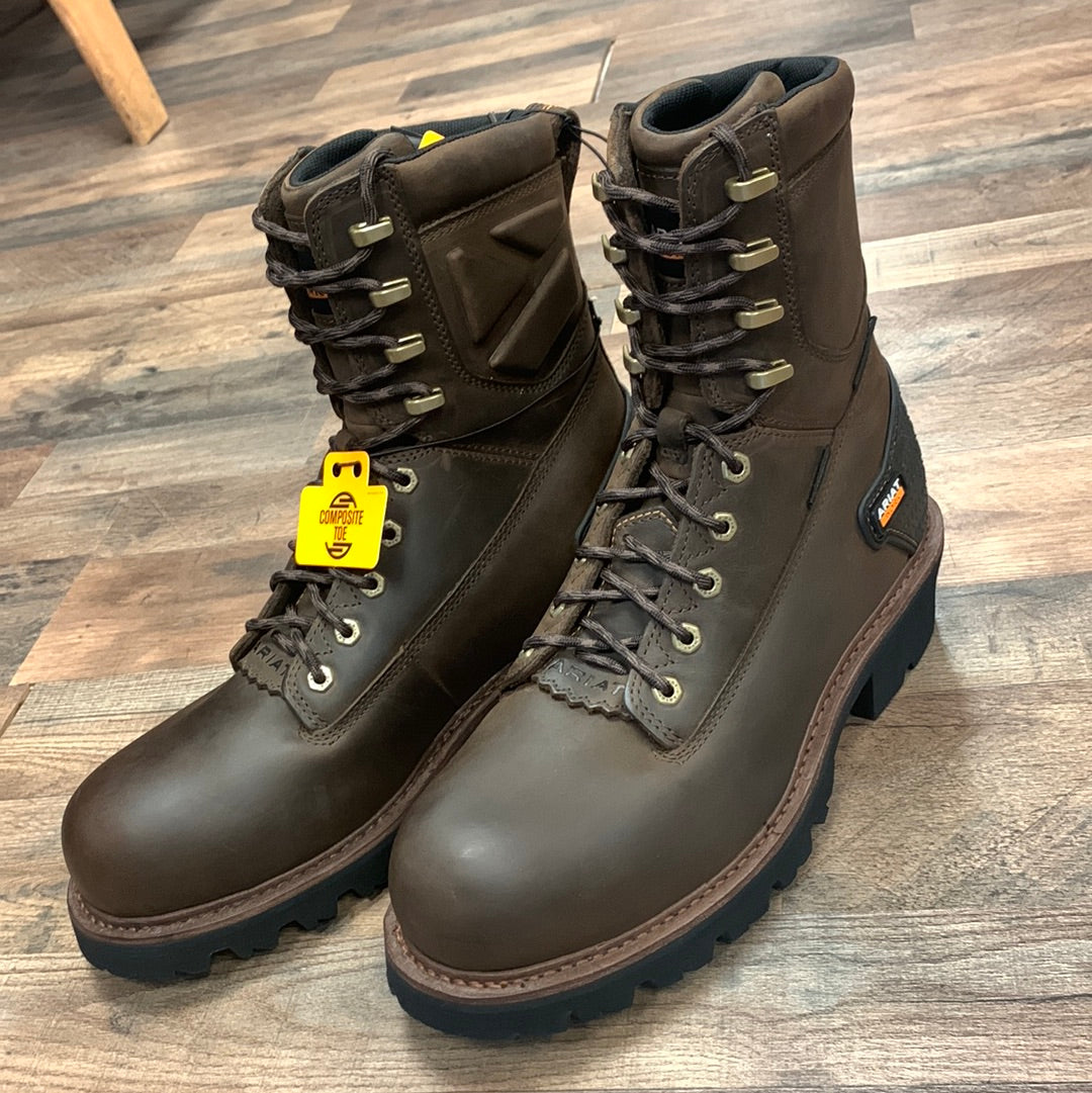 ARIAT MEN'S POWERLINE H20 8" LACE-UP WORK BOOTS - COMPOSITE TOE