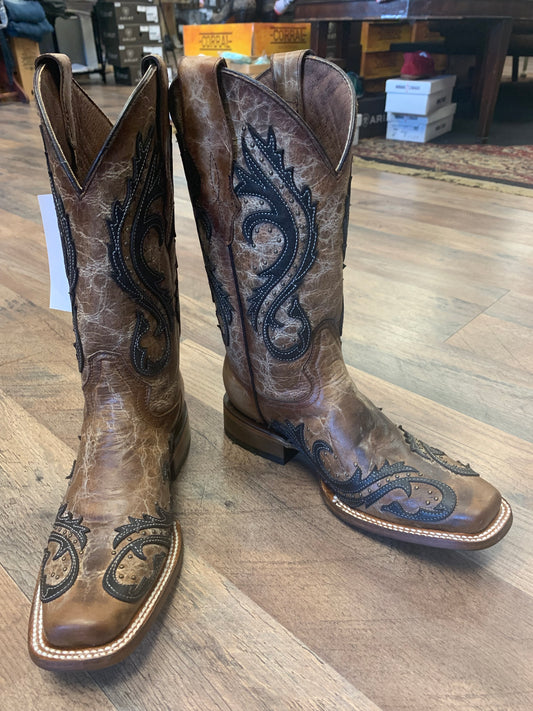 Corral Western Boots Overlay Embroidery Brown L2052