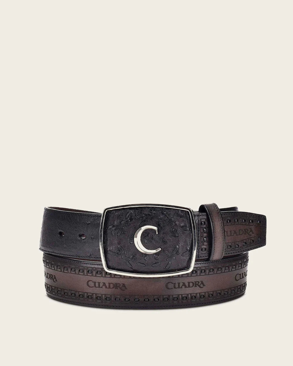 CUADRA BLACK WESTERN OSTRICH BELT