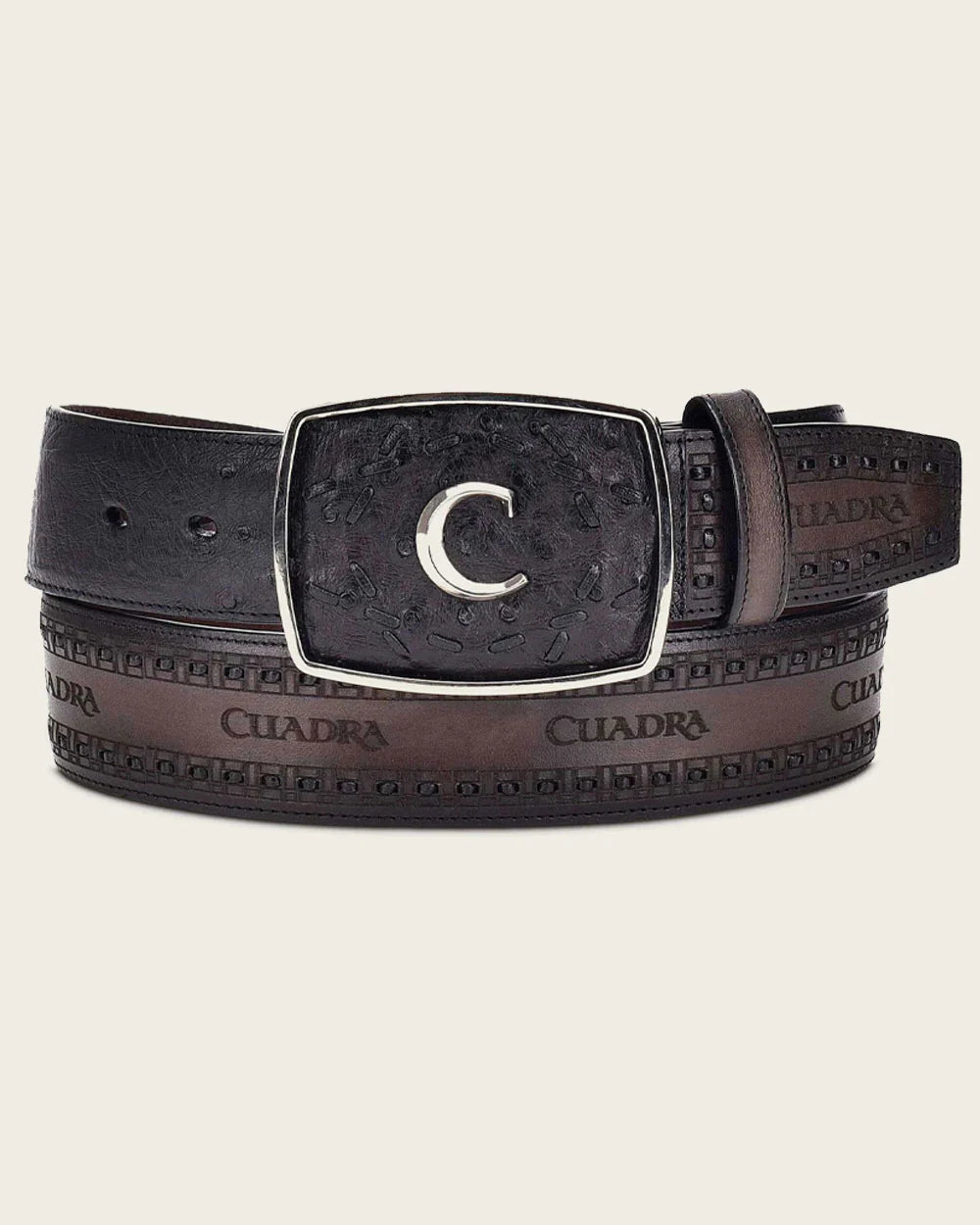 CUADRA BLACK WESTERN OSTRICH BELT