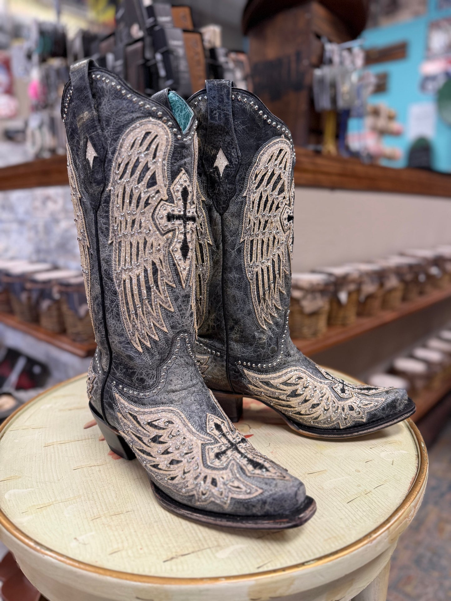 Corral Women's Cross & Wings Overlay Western Boots - Snip Toe