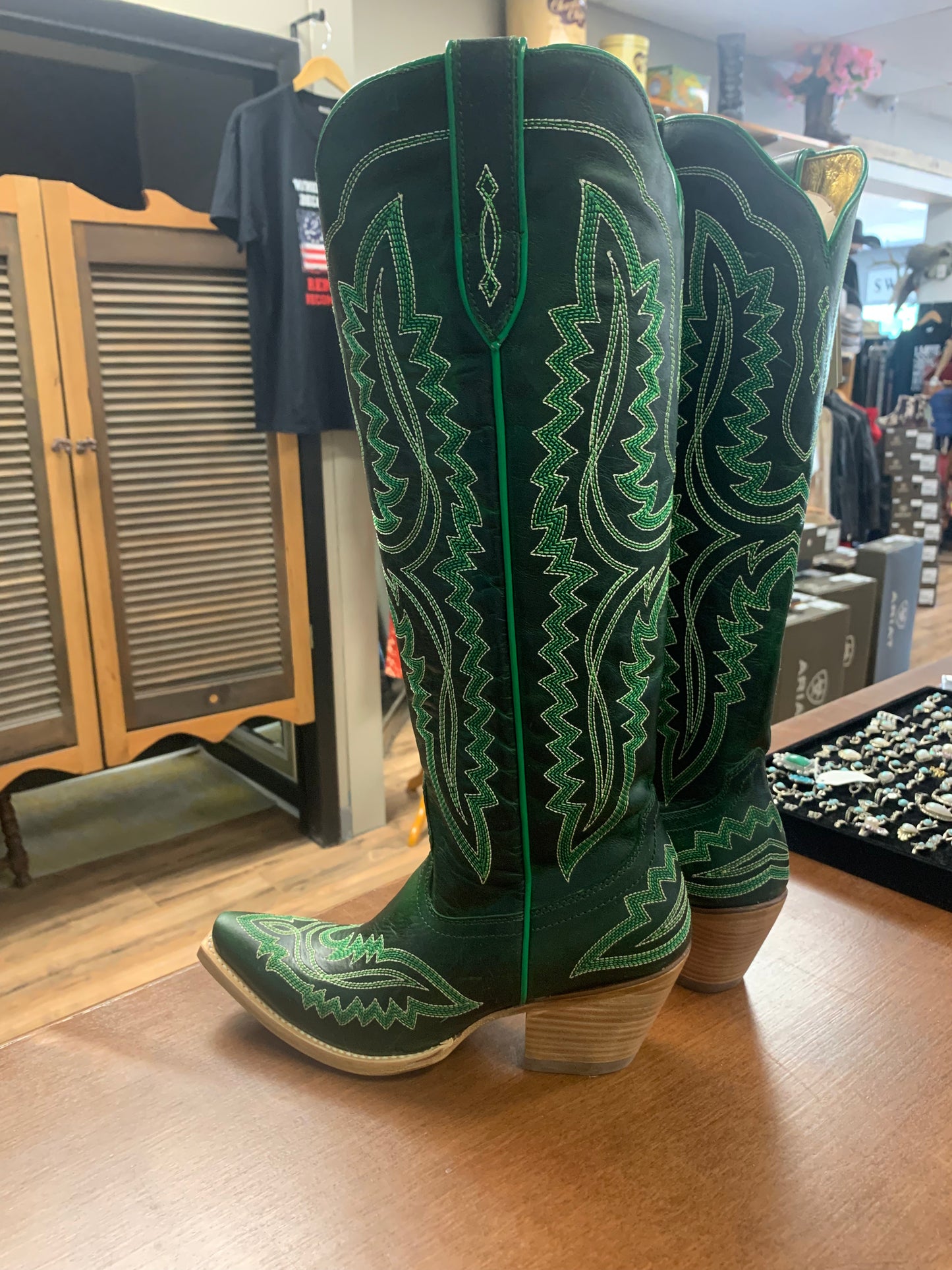 ARIAT WOMEN'S CASANOVA TALL WESTERN BOOTS LUCKY GREEN - SNIP TOE