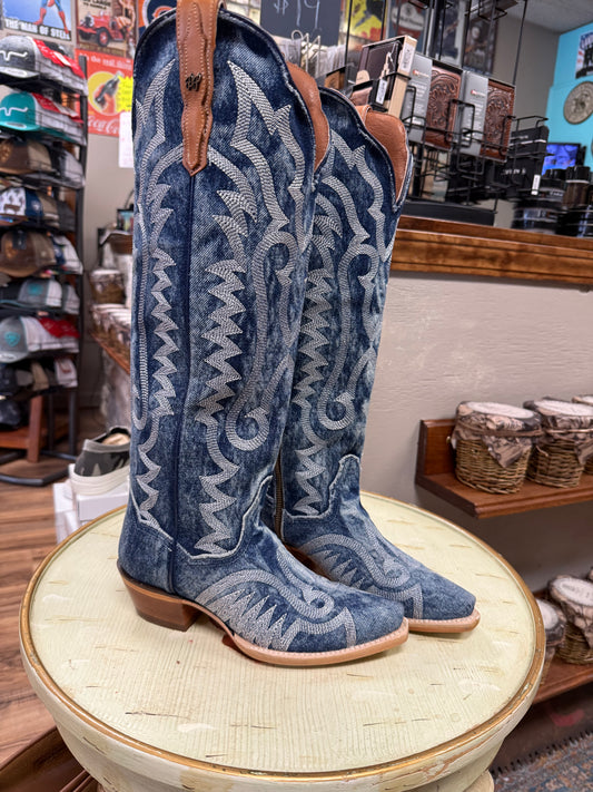 Dan Post Women's Denim Darlin' Tall Western Boots - Snip Toe