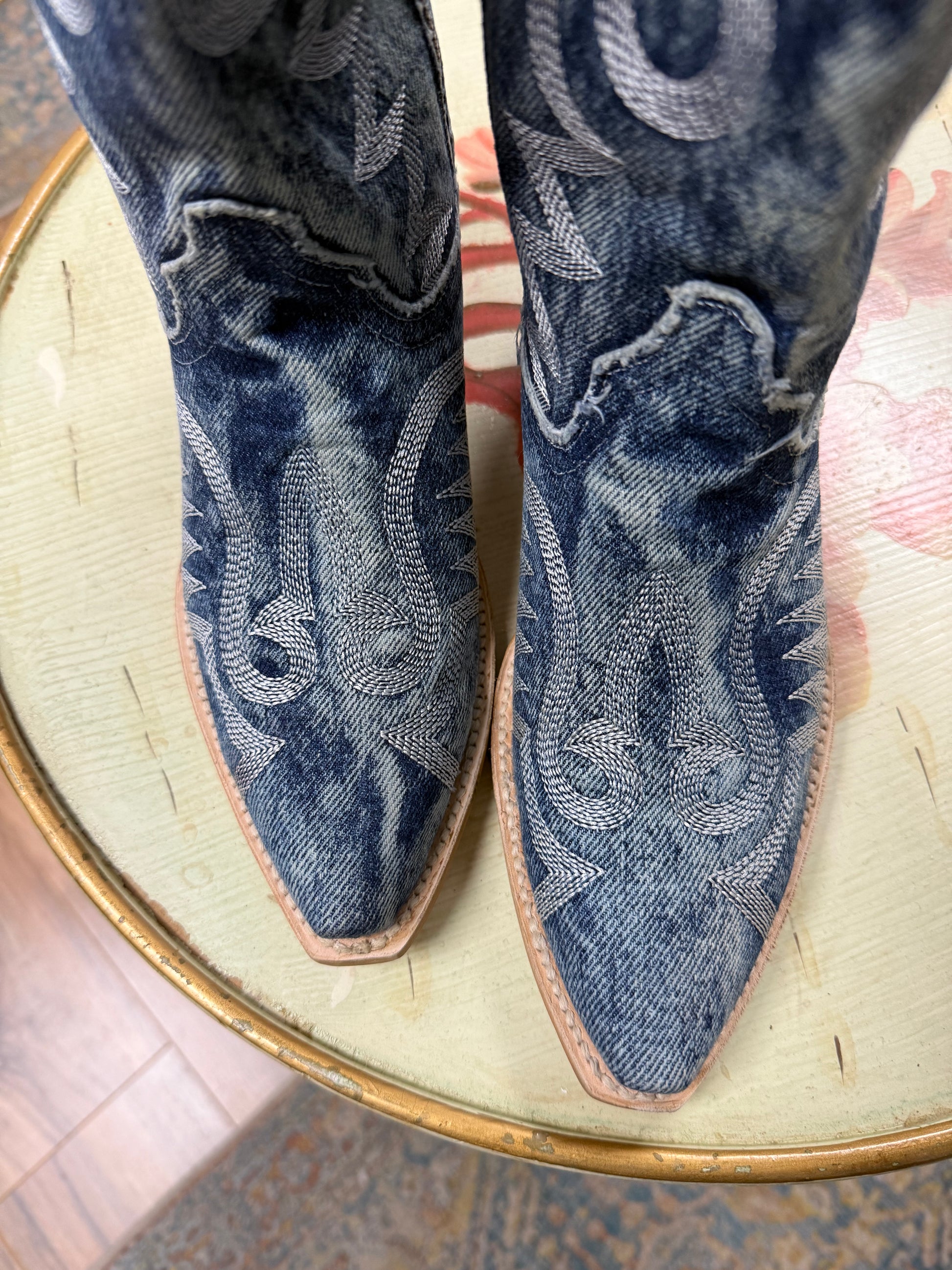 Dan Post Women's Denim Darlin' Tall Western Boots - Snip Toe
