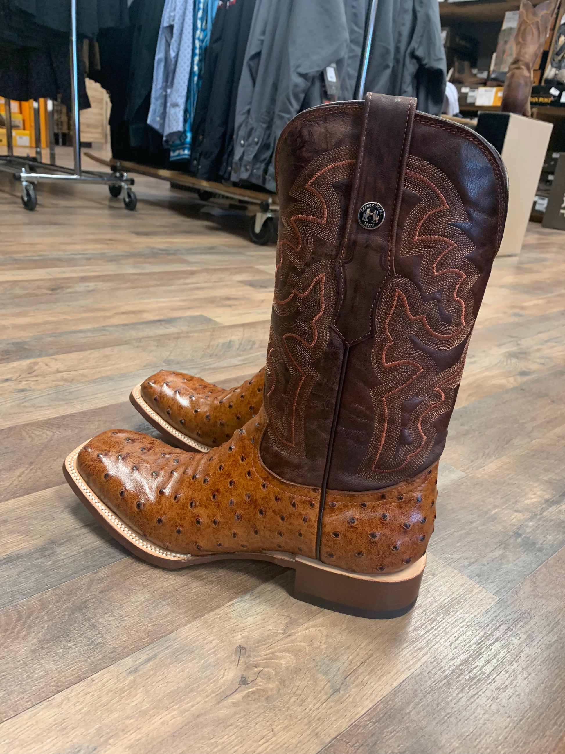 TANNER MARK OSTRICH PRINT WESTERN BOOTS
