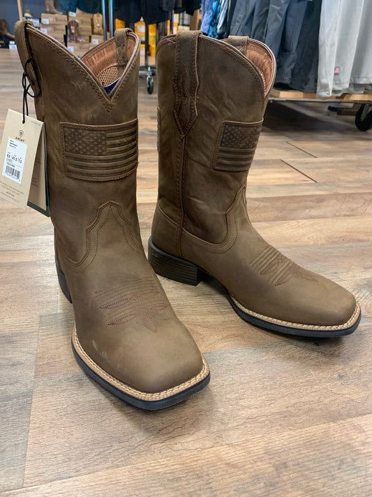 ARIAT MEN'S SPORT PATRIOT II AMERICAN FLAG WESTERN PERFORMANCE BOOTS - BROAD SQUARE TOE