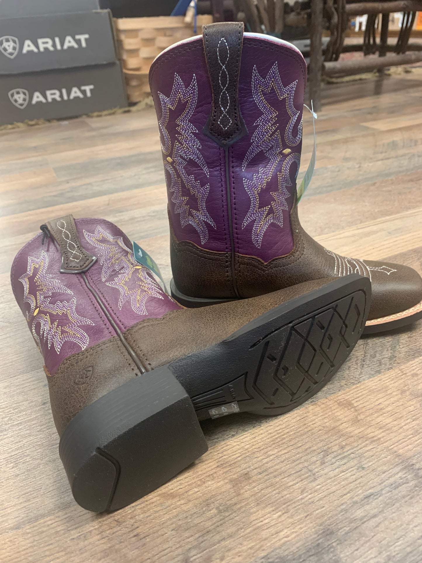 ARIAT LITTLE GIRLS' TOMBSTONE BOOTS - SQUARE TOE