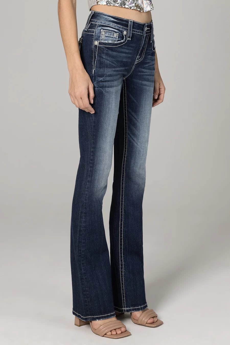 Miss Me Double Horseshoe Mid-Rise Bootcut Jeans