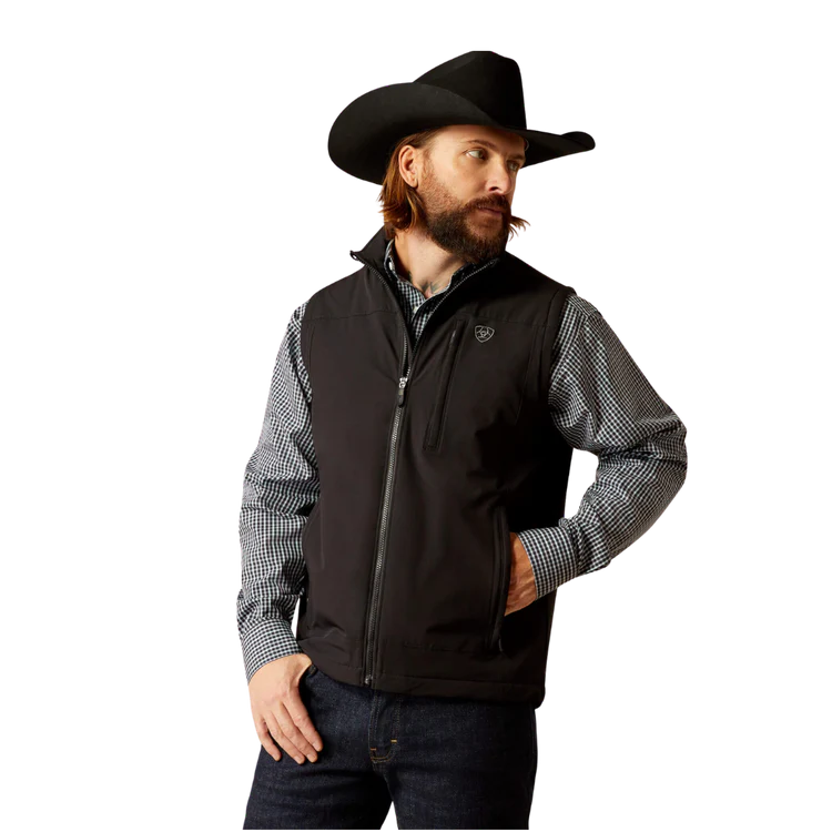 Embrace the wild frontier spirit with the boldly styled and exquisitely crafted Ariat Men's Pioneer Stretchshell Black Vest.