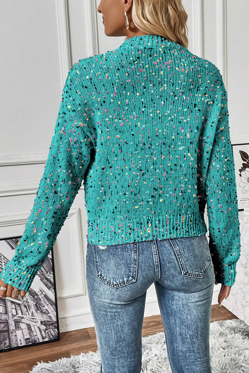 Rhinestone Multicolor Confetti Sweater Cardigan
