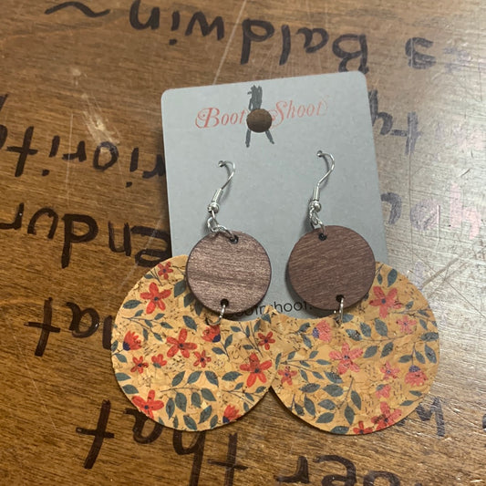 Vintage Floral Wood Earrings