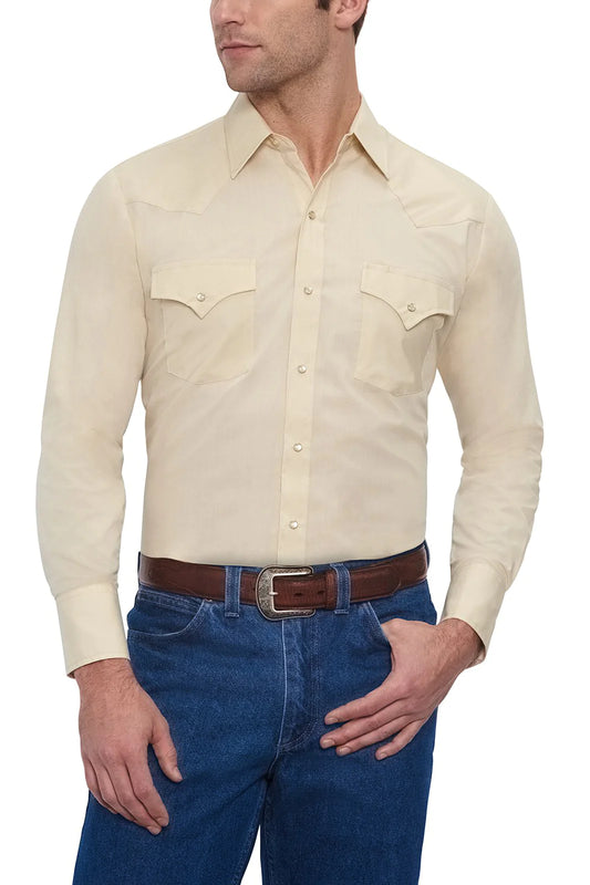 Men's Ely Cattleman Long Sleeve Solid Western Snap Shirt