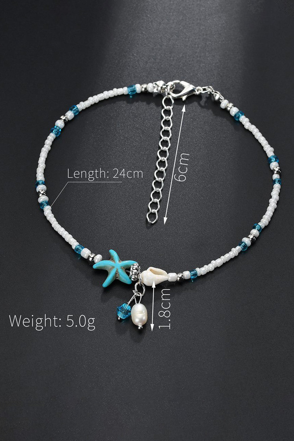 White Starfish Beaded Anklet - Boot N Shoot
