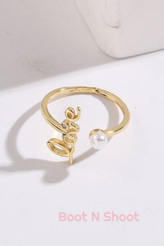 Love Letter Zircon Pearl Open Ring