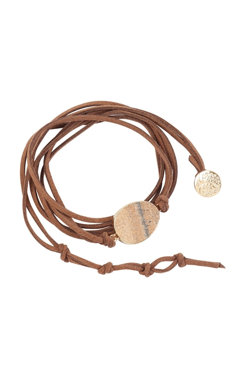 STONE CHARM MULTISTRAND WRAP BRACELET-LIGHT BROWN - Boot N Shoot