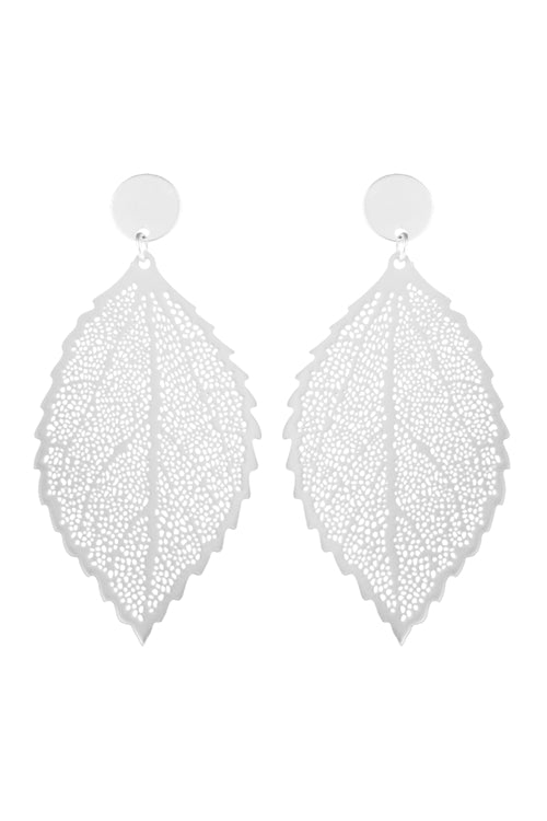 LEAF FILIGREE DROP EARRINGS-SILVER - Boot N Shoot