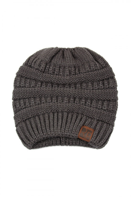 KNITTED PONYTAIL BEANIE