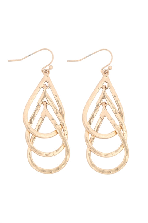 TEARDROP LAYERED DROP HOOK EARRINGS - Boot N Shoot