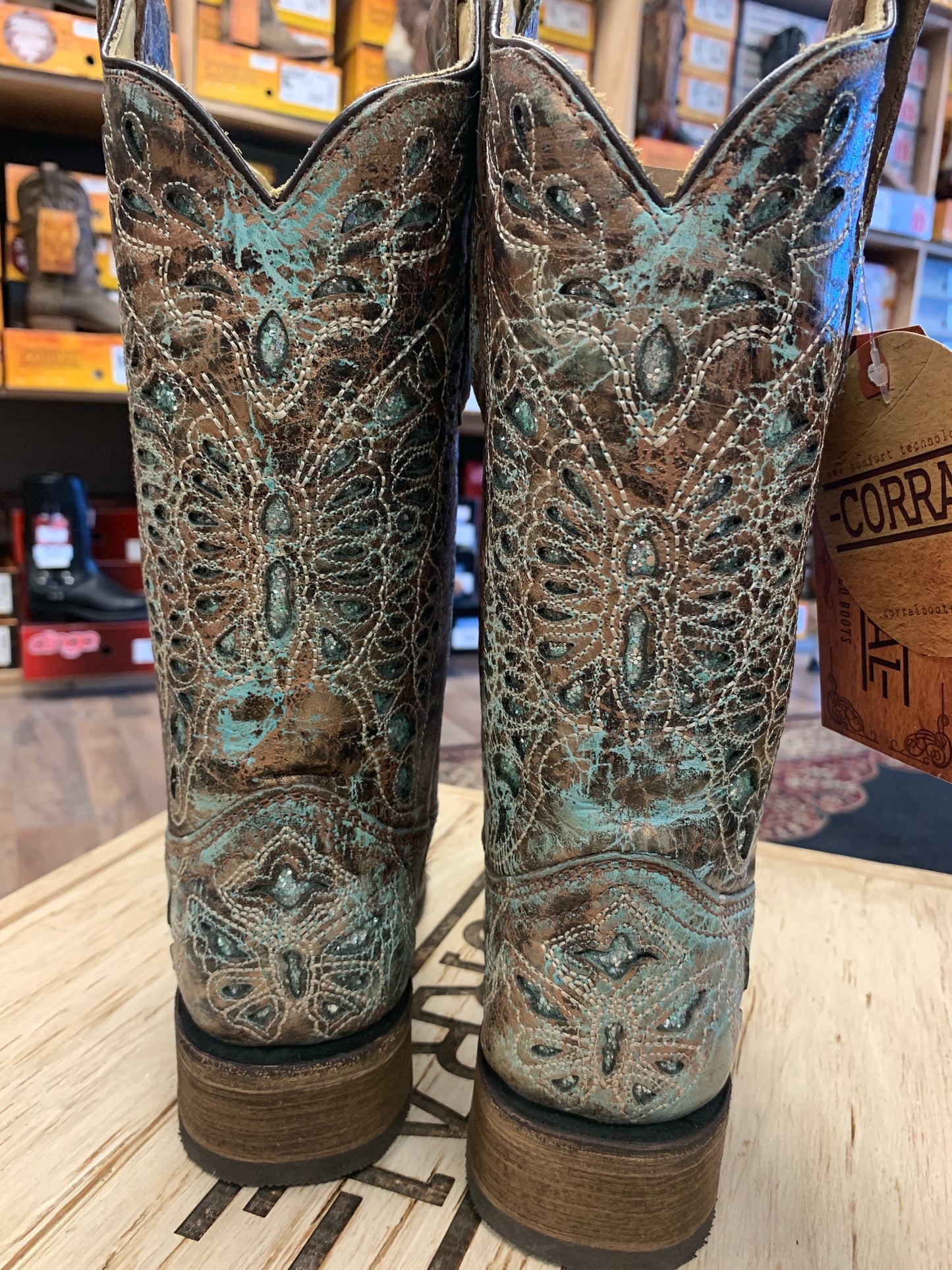 Corral Ladies Metallic Bronze/Turquoise Glitter Boot A2955