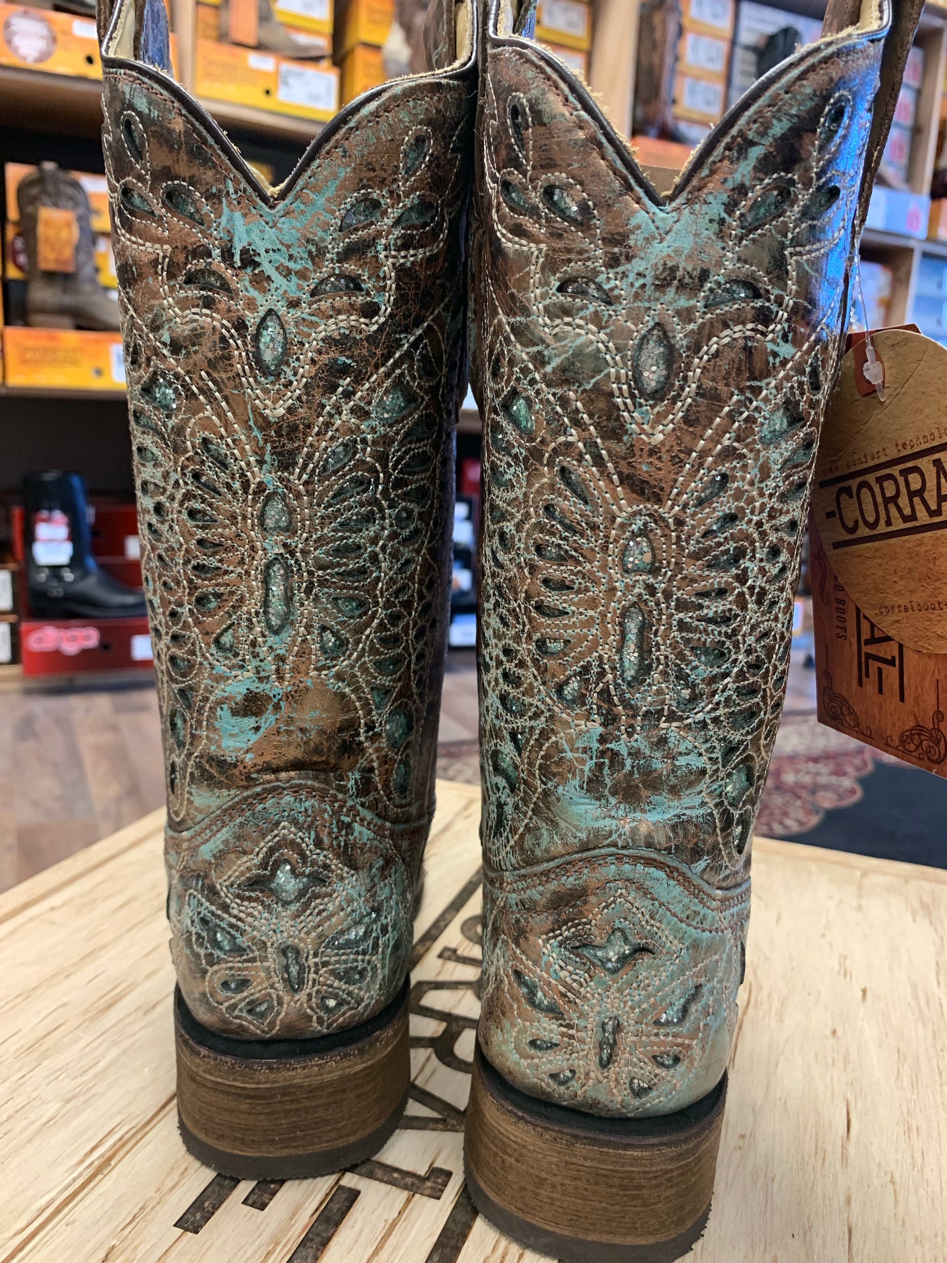 Corral Ladies Metallic Bronze/Turquoise Glitter Boot A2955