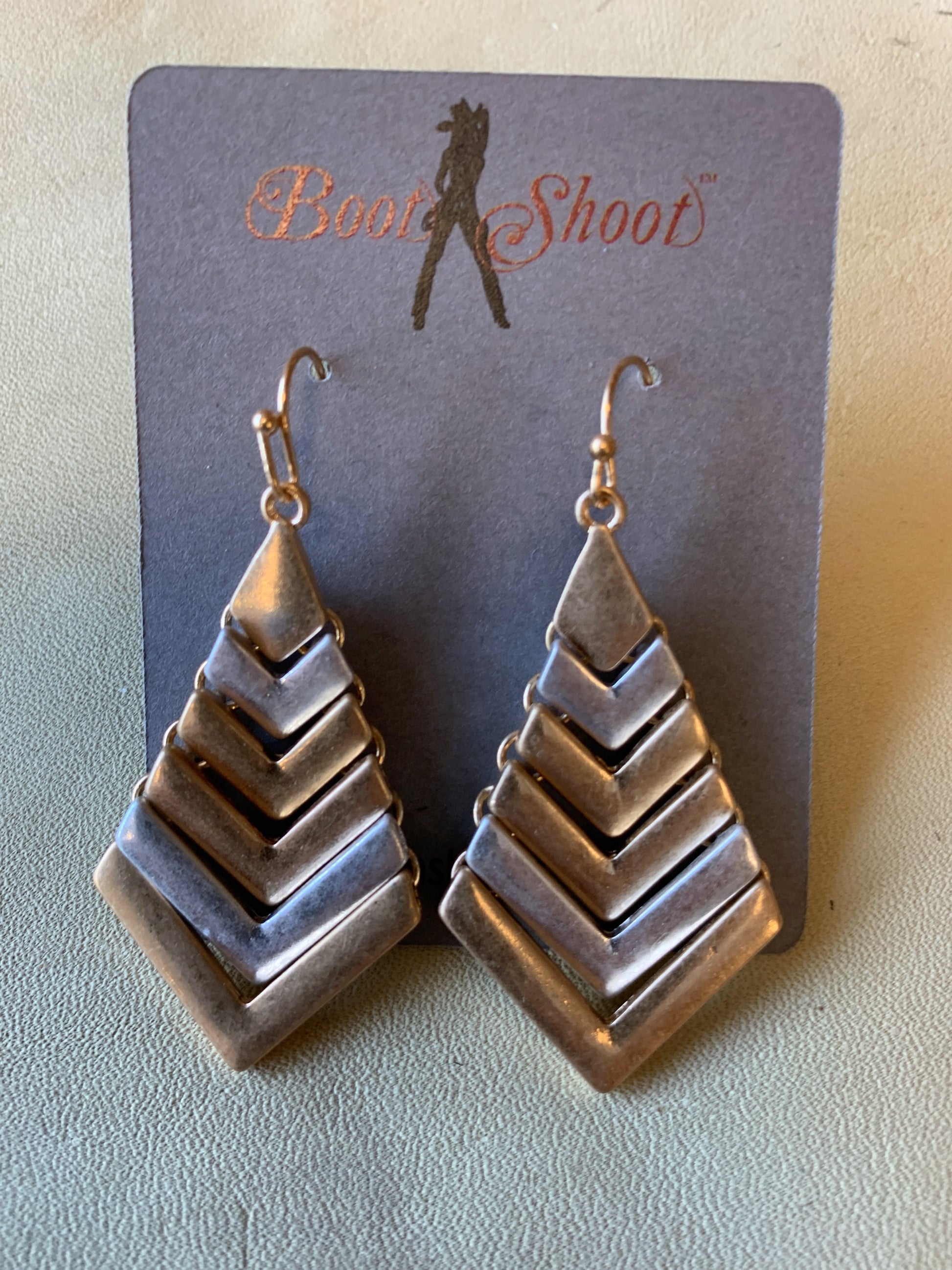 GOLD SILVER FAN EARRINGS