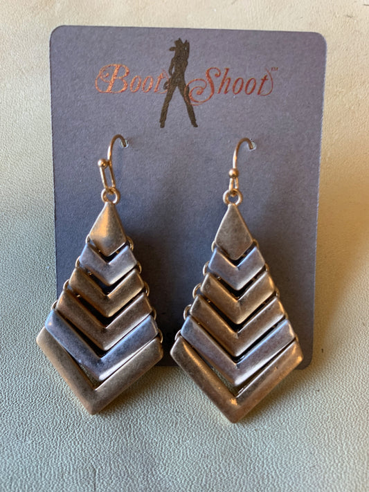 GOLD SILVER FAN EARRINGS