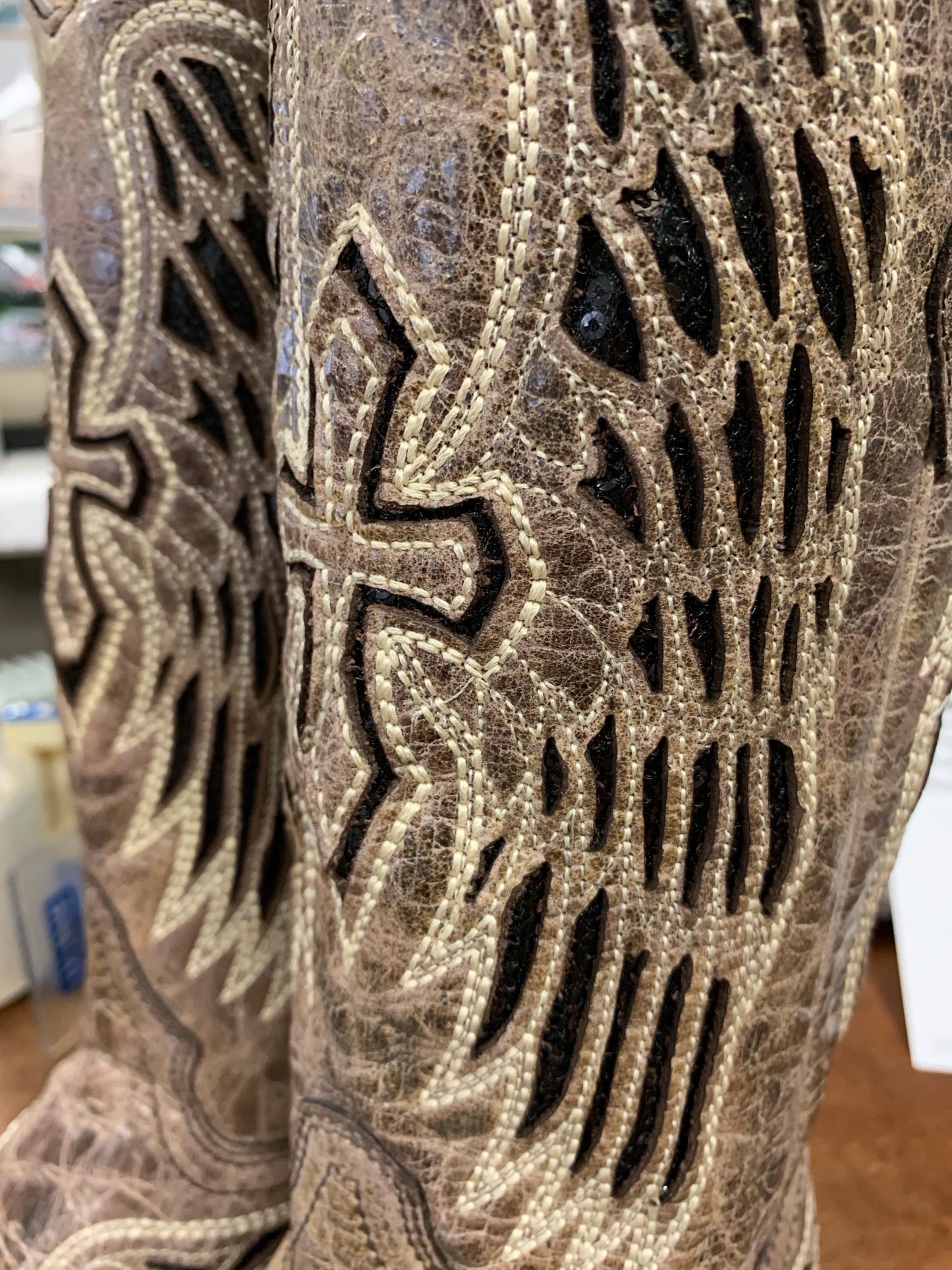 Corral Brown Black Wing And Cross Square Toe A1197