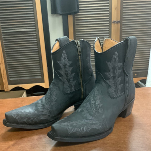 CORRAL  Circle G Women's Black Embroidery Zipper Ankle Boot L5701