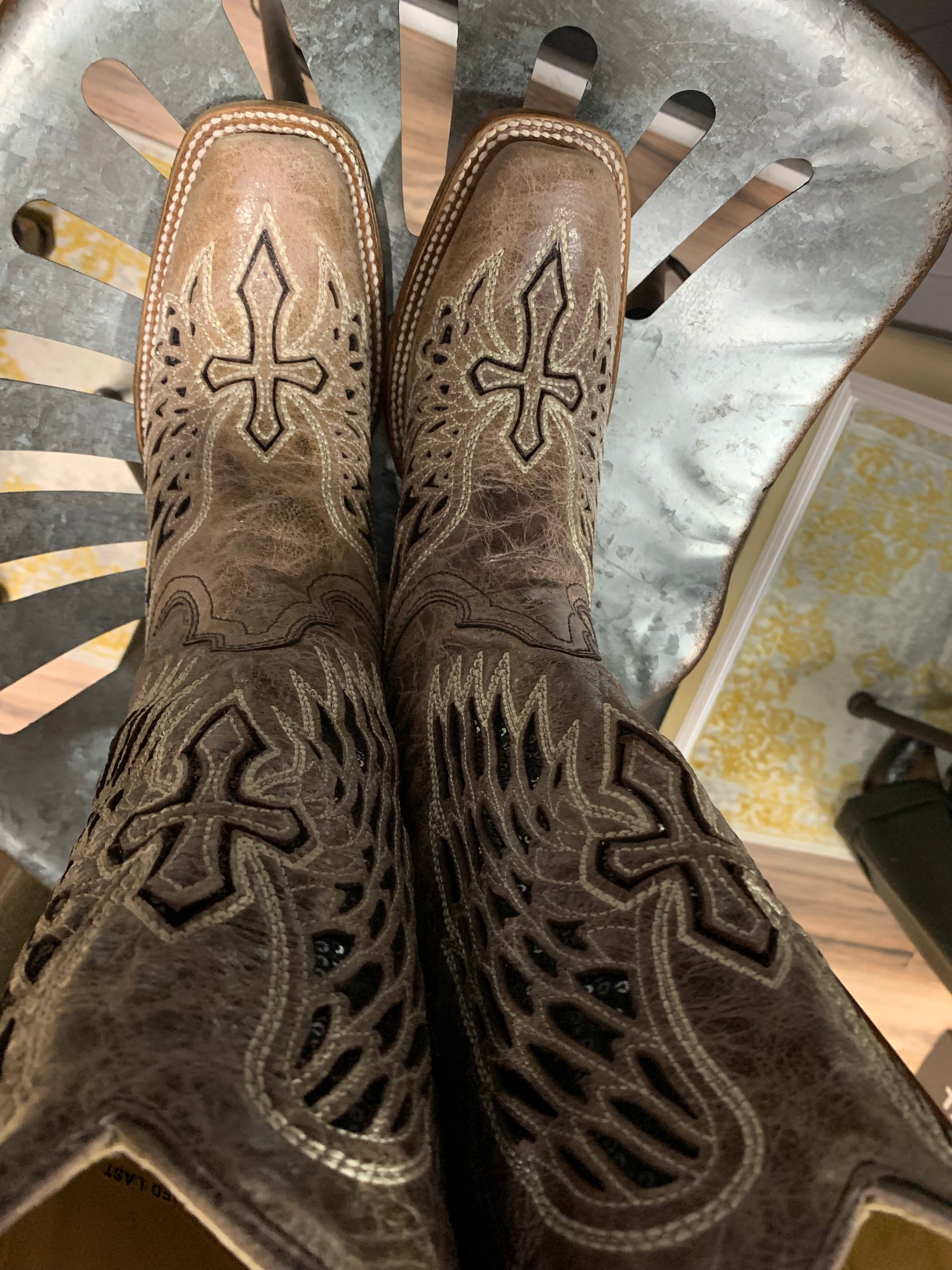 Corral Brown Black Wing And Cross Square Toe A1197