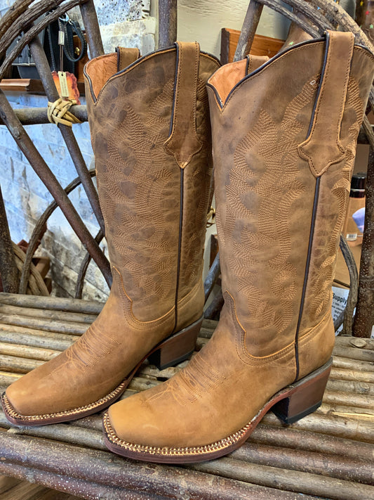 Tanner Mark Boots Women’s Cognac Calf W/Tonal Stitch Pattern