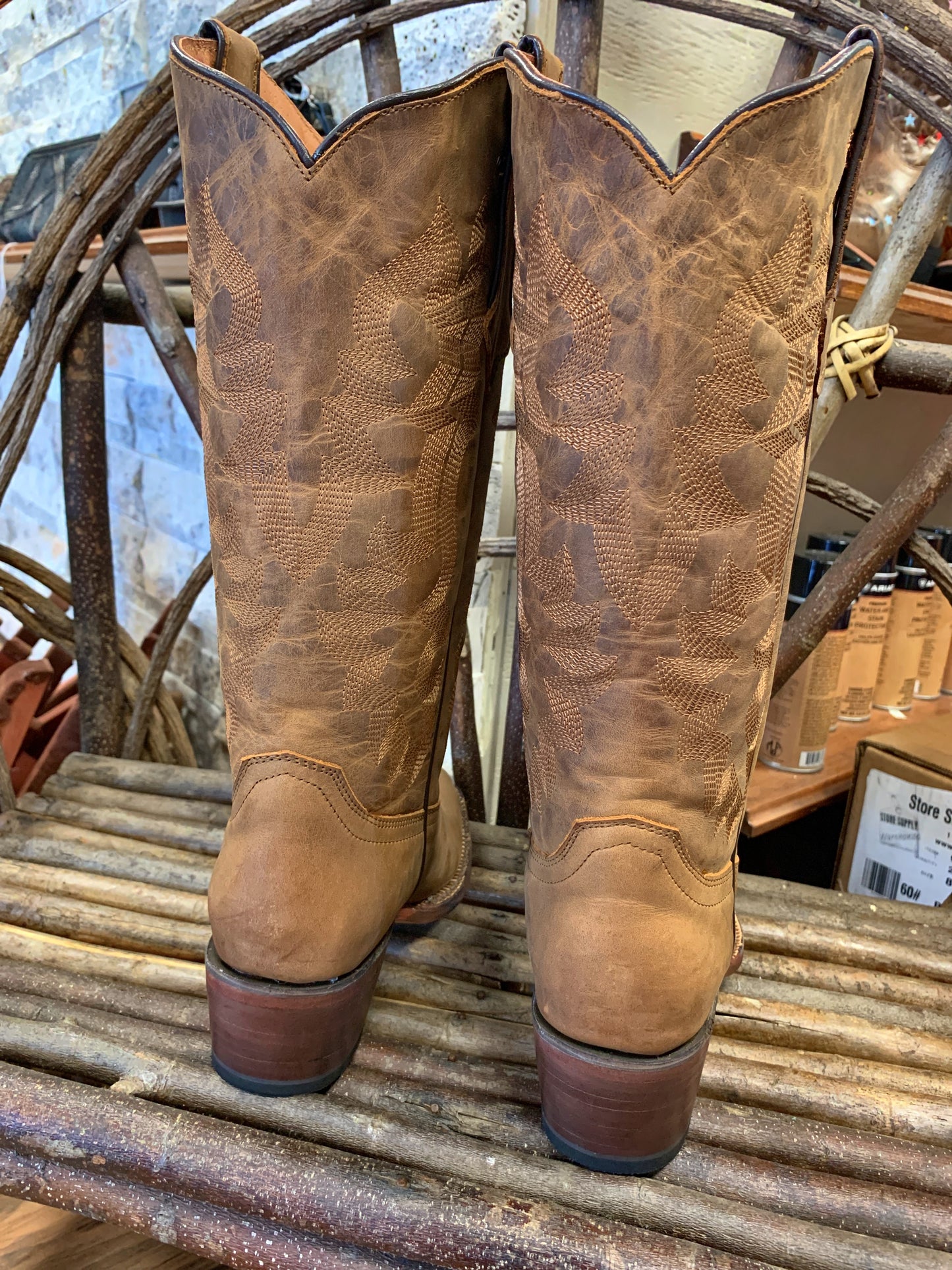 Tanner Mark Boots Women’s Cognac Calf W/Tonal Stitch Pattern