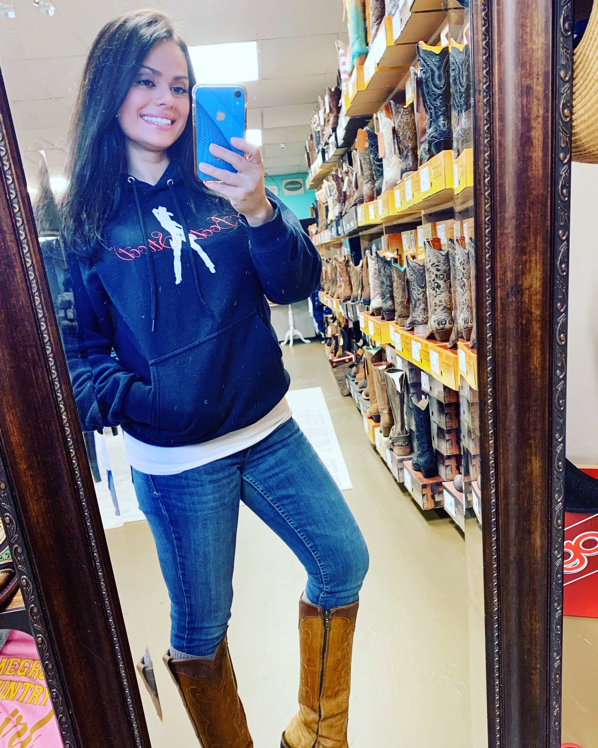 Boot N Shoot Sweatshirt Hoodie is made from high quality sweatshirt material and is fleece lined. 50% cotton 50% polyester