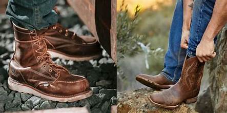 work boots in the forest