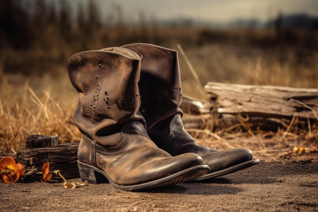 distressed western brown boots 