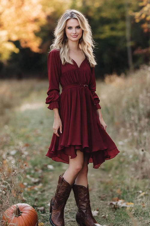 FALL WEATHER COWGIRL BOOTS WEARING ON FALL FARM