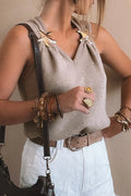 V-NECK TOP WITH GOLD STAR FISH 