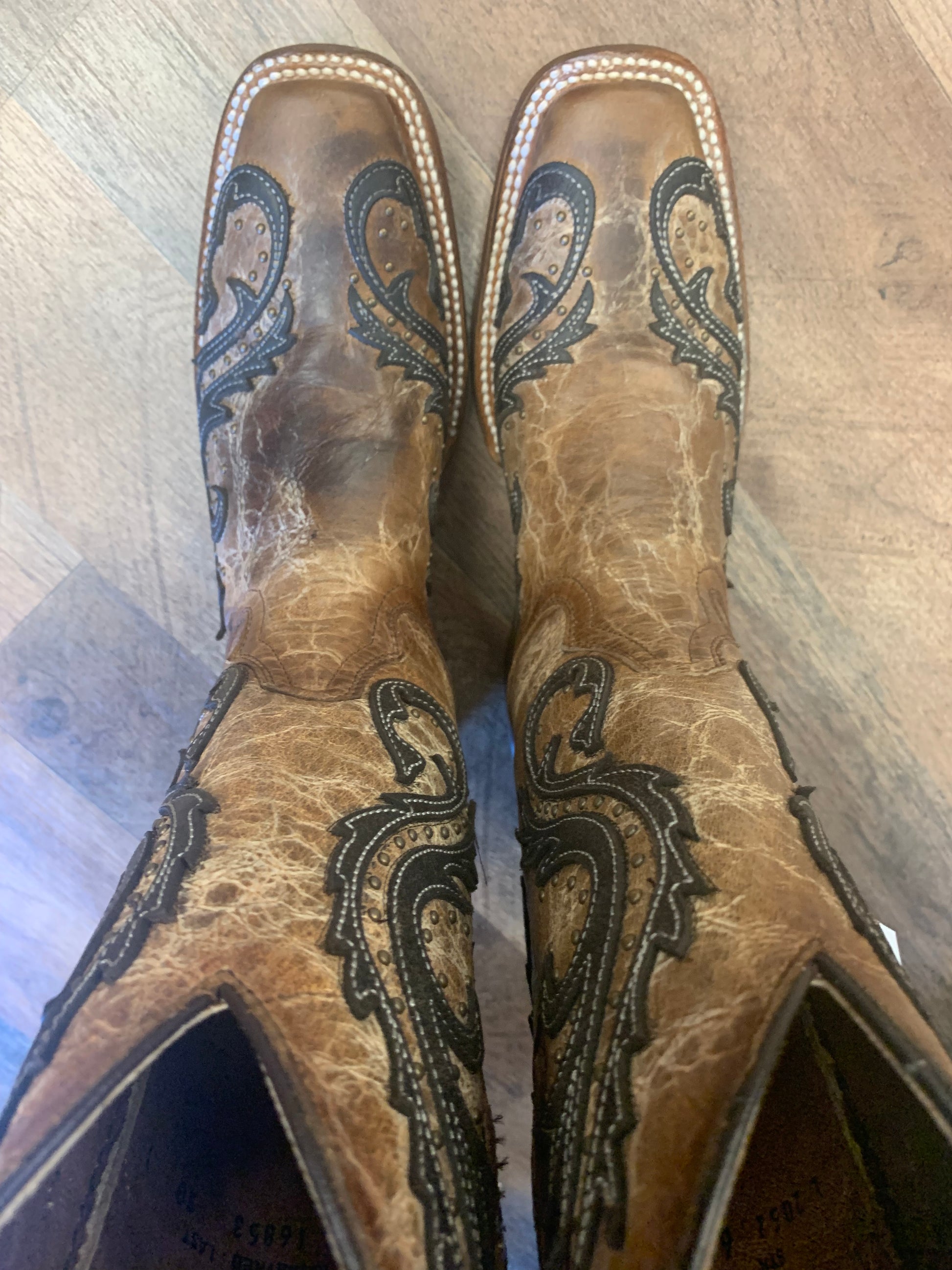 Corral Western Boots Overlay Embroidery Brown L2052