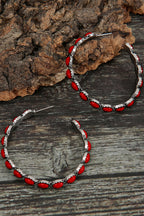 Red Inlay Retro C-shape Earrings