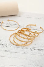 Textured Plated Open Alloy Bangle Set