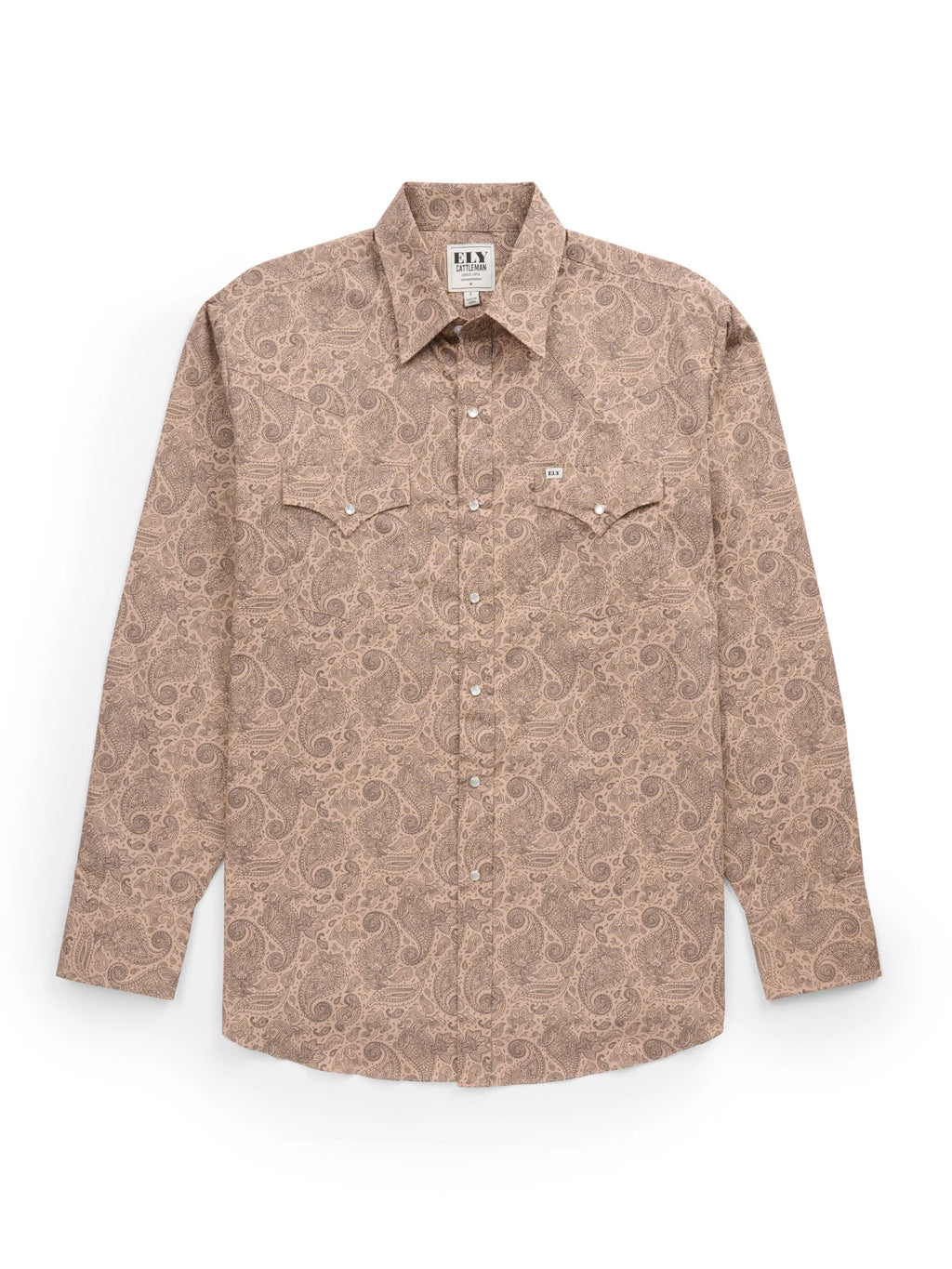 Brown patterned shirt on a white background