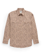 Brown patterned shirt on a white background