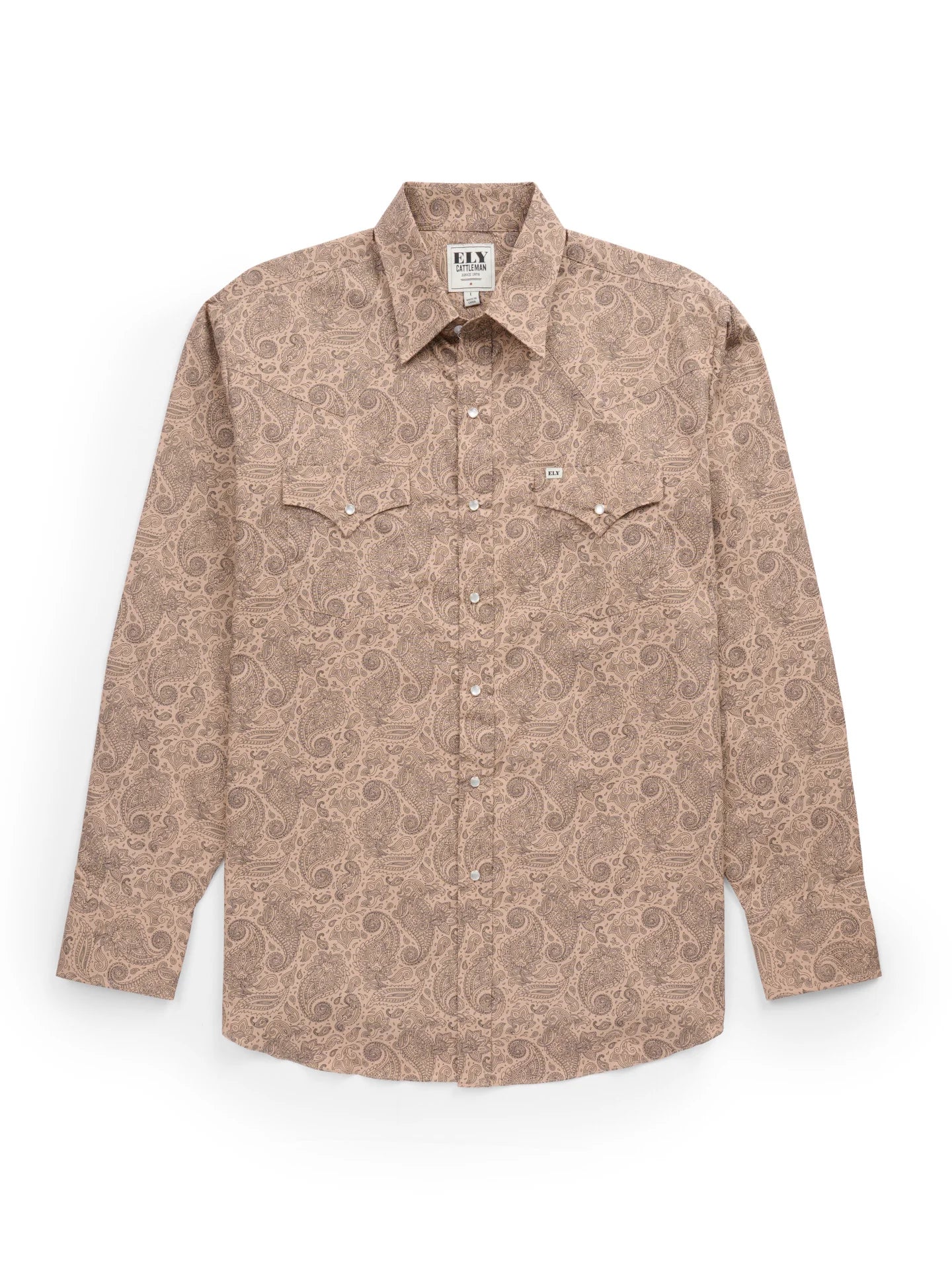 Brown patterned shirt on a white background
