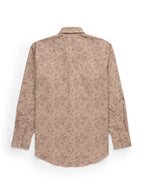Brown patterned shirt on a white background