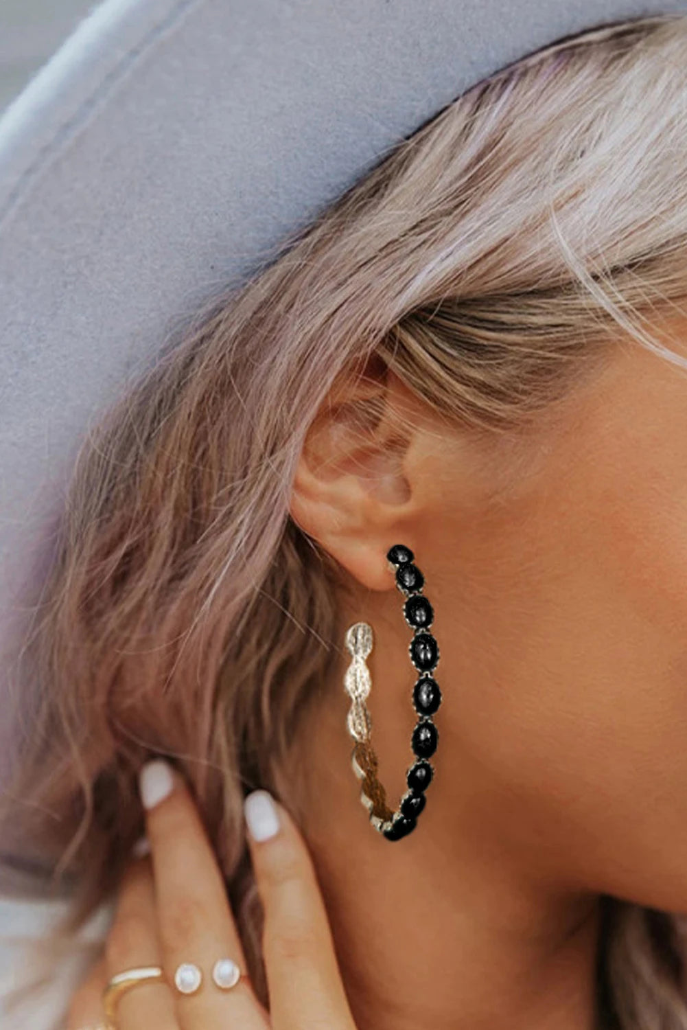 black silver hoop earring
