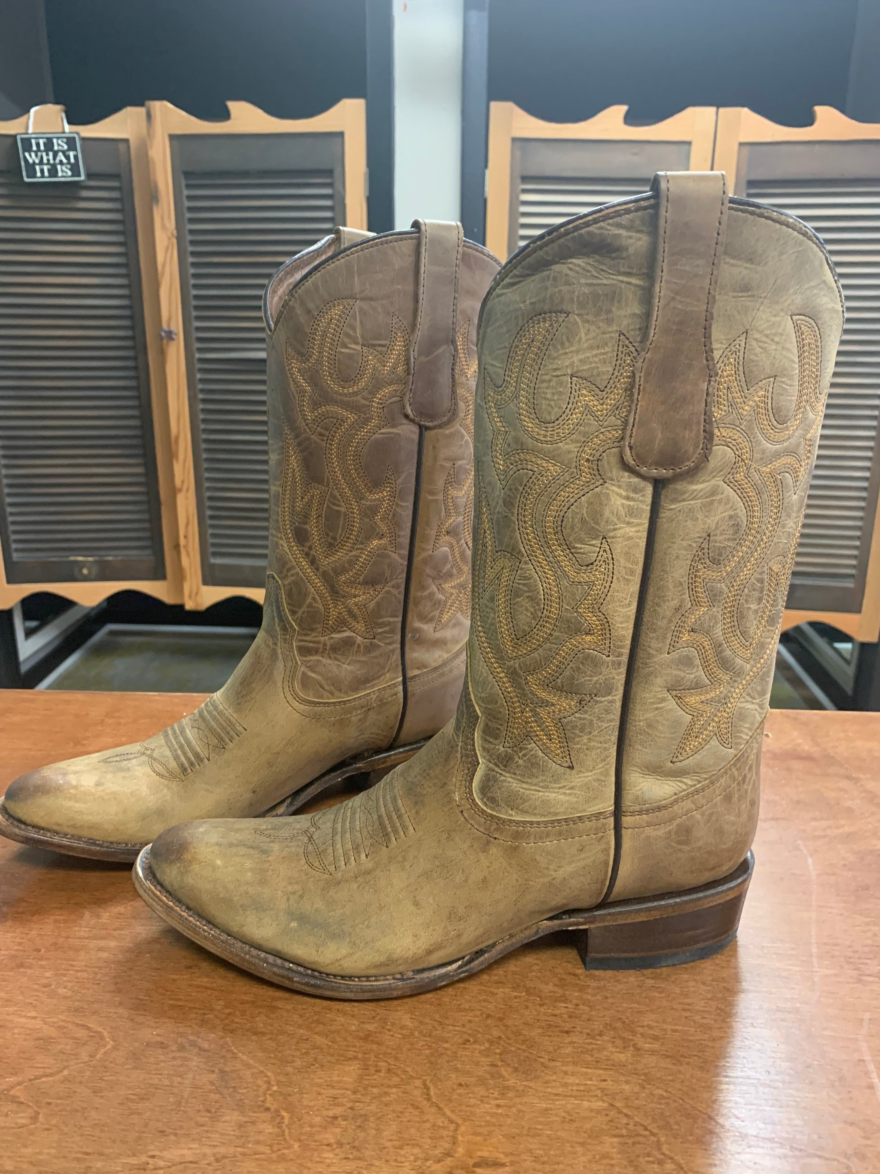 Circle G by Corral Men's Tan Embroidery Round Toe Brown Western Boots L5888