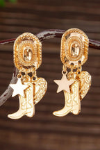 Gold Cowgirl Boot and Hat Earrings